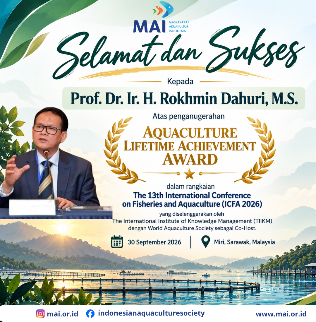 Poster AQUACULTURE LIFETIME ACHIEVEMENT AWARD: PENGHARGAAN ATAS PULUHAN TAHUN PENGABDIAN UNTUK KEMAJUAN AKUAKULTUR, PERIKANAN, DAN KELAUTAN DUNIA